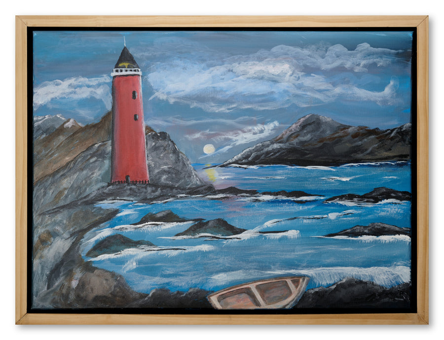 Moonlit Lighthouse — original canvas by Gary Hartman