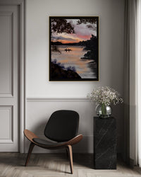 Boat on the Lake framed in a room