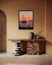 Fisherman framed in a room