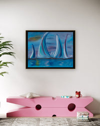 Sails framed in a room