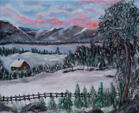 Winter Scape House — Original Acrylic Painting by Gary Hartman