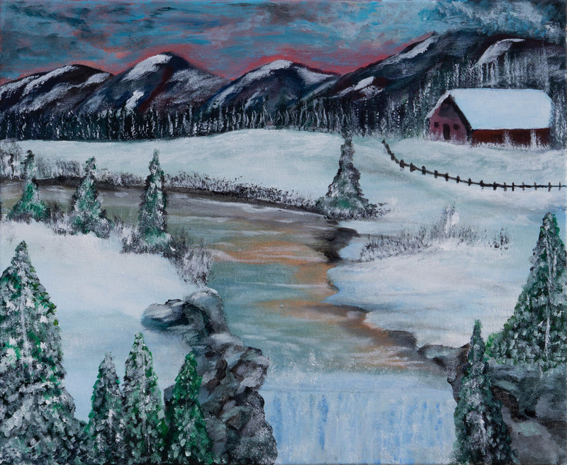 Winter Waterfall — Original Acrylic Painting by Gary Hartman